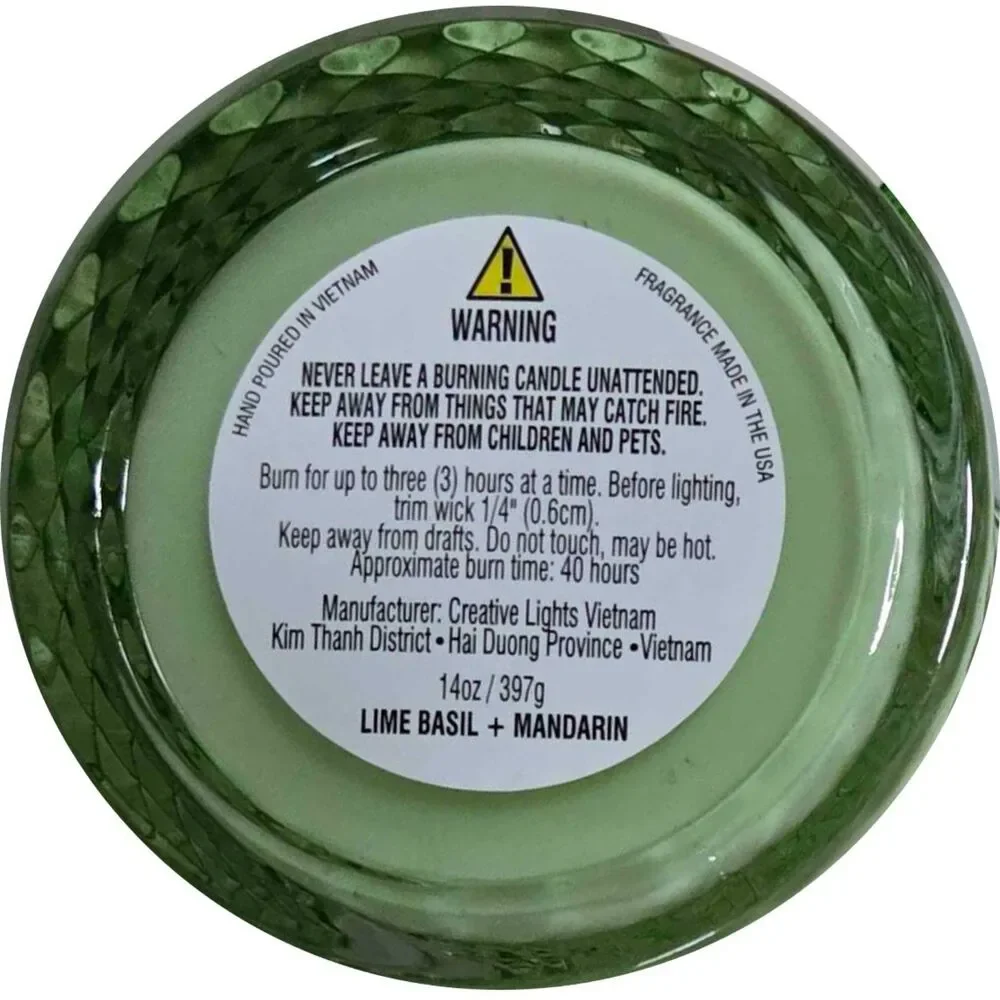 NEW Rachel Zoe Lime Basil + Mandarin Crystal Glass Jar Scented Candle 14oz